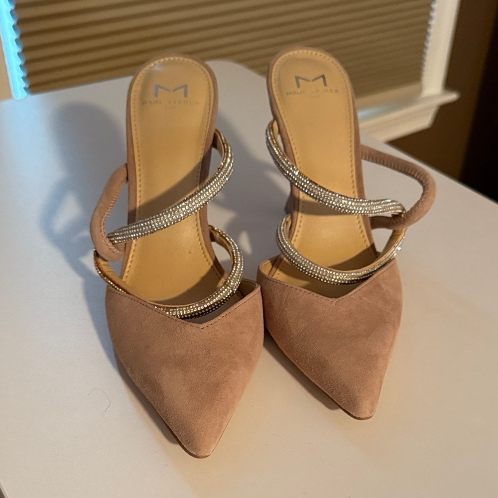 Women's Tan and Silver Strappy Heels